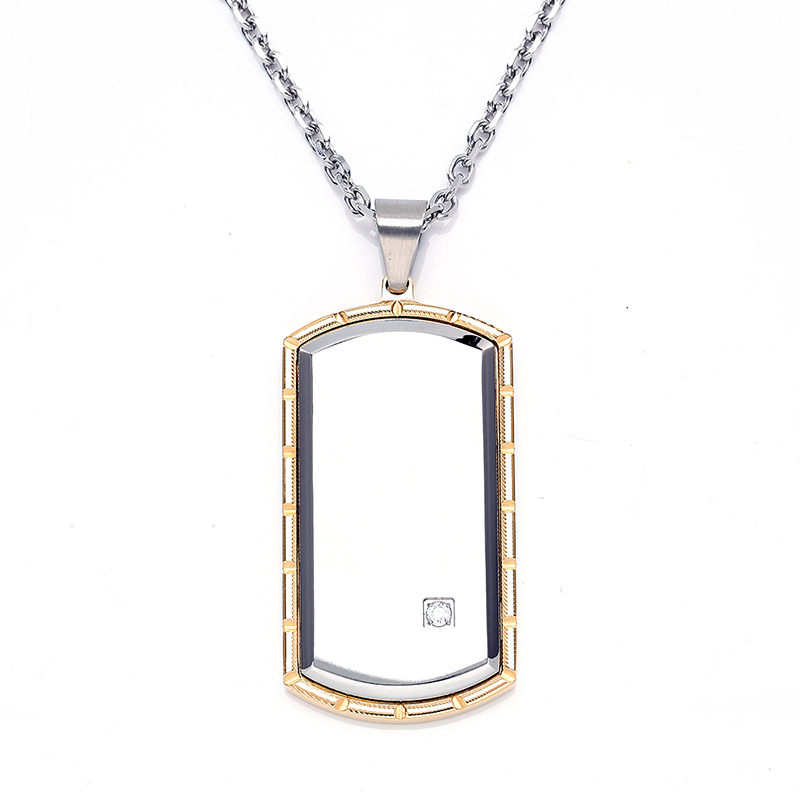 Pánský dvoubarevný náhrdelník s přívěskem z nerezové oceli CZ