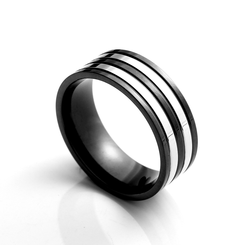 Men\'s Stainless Steel Ring Two Tone Black Plating Ring Elegantní China Jewelry Výrobce