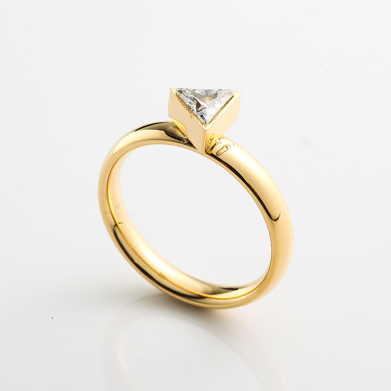 Dámský prsten z nerezové oceli Zlatý \/ Růžové zlato \/ Stříbrný prsten CZ Kamenný prsten
