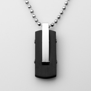 Velkoobchodní náhrdelník s přívěskem z nerezové oceli, dvoubarevný, černý