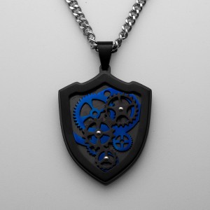 Kreativní pánský přívěsek z nerezové oceli s přívěskem, dvoubarevným černo-modrým náhrdelníkem a přívěskem